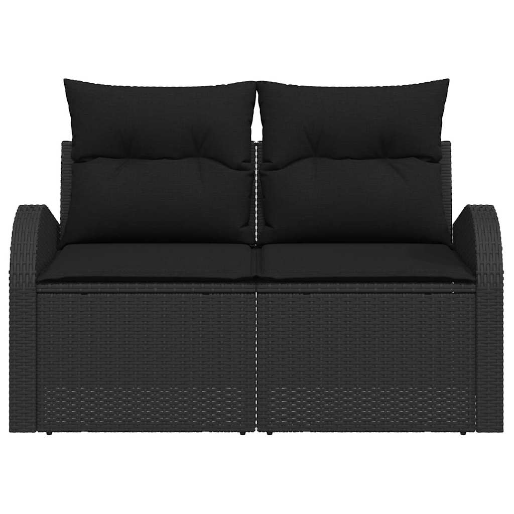 Gartensofa mit Kissen Schwarz 124 x 62 x 69cm Poly-Rattan
